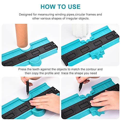 Yizhet Medidor de Contornos, 10pulgadas /250mm Herramienta de Medición de Perfil Irregular Duplicador de Contornos para la medición precisa de baldosas en madera laminada Marcado