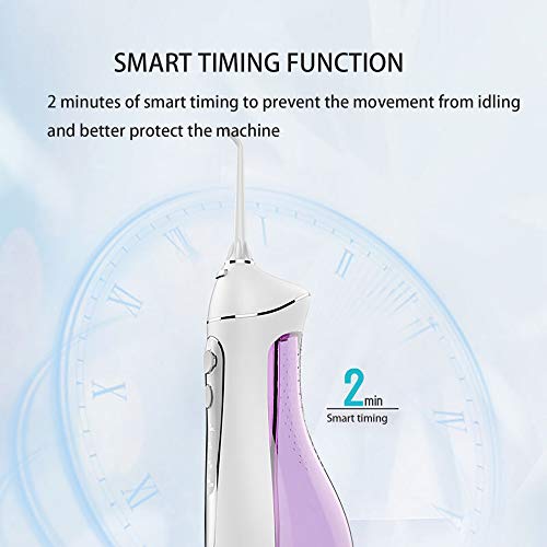 YJYCQ Irrigador oral 1400 Veces/Min Flujo de Agua de Pulso de Alta Frecuencia IPX7 Impermeable 4 Modos de Uso de Hilo Dental Cepillo de Dientes Recargable Herramienta para Dientes/púr