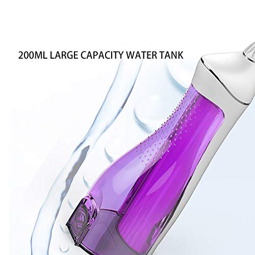 YJYCQ Irrigador oral 1400 Veces/Min Flujo de Agua de Pulso de Alta Frecuencia IPX7 Impermeable 4 Modos de Uso de Hilo Dental Cepillo de Dientes Recargable Herramienta para Dientes/púr