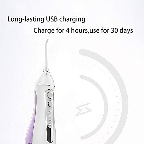 YJYCQ Irrigador oral 1400 Veces/Min Flujo de Agua de Pulso de Alta Frecuencia IPX7 Impermeable 4 Modos de Uso de Hilo Dental Cepillo de Dientes Recargable Herramienta para Dientes/púr
