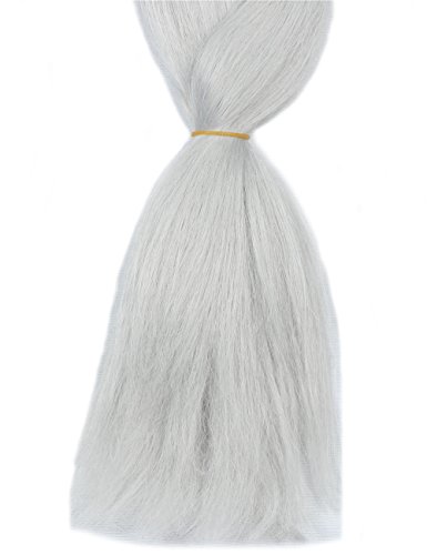 YMHPRIDE Extensión del pelo trenzado sintético Kanekalon gris plata 5 piezas / 500 g 24 pulgadas de pelo trenzado enorme