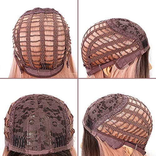 YMHPRIDE Larga naranja rosa recta peluca moda 2 tono resistente al calor sintético Ombre pelucas para mujeres 22 pulgadas