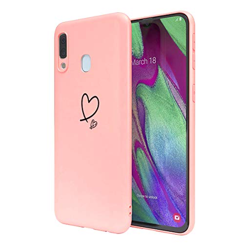 Yoedge para Samsung Galaxy A40 Funda, Ultra Slim Funda de Silicona Rosa Pink con un Suave Diseño de Dibujos Animados Patrón 360 Bumper Girl Women Case para Samsung Galaxy A40, 2 Amor