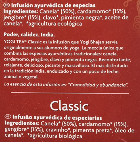 Yogi Tea Infusión de Hierbas Classic, pack de 3 x 17 bolsitas
