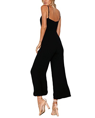 Yoins - Mono elegante para mujer, con hombros descubiertos, monocromático, largo, de verano Negro L