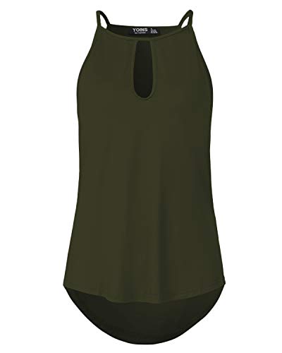 YOINS Mujeres Camisetas sin Mangas Camisas Elegante Blusa Casual Chaleco de Verano Playa Camiseta para Mujere Cuello V Top Verde S/EU36-38