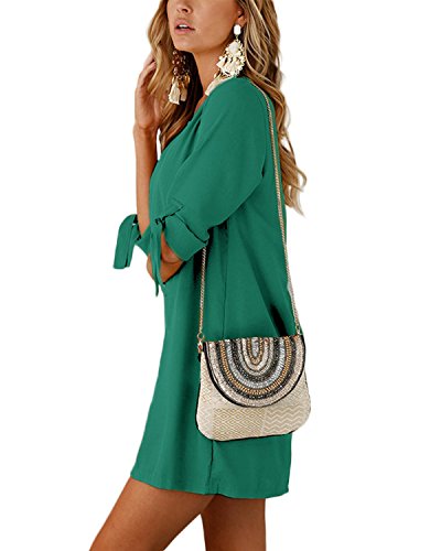 YOINS Vestidos Mujer Casual Vestido Largos de Fiesta Manga Corta Verano Vestidos Camiseta con Cuello Redondo con Mangas de Kowknot