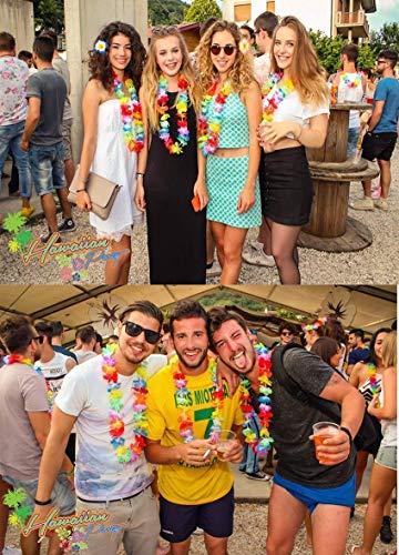 Yojoloin 15 Piezas Hawaianas Leis Luau Flores con 6 Pulseras 3 Diademas y 3 Collares 3 Faldas para Luau Hawaiian Party Decoraciones Suministros Photo Booth Props. (15PCS)