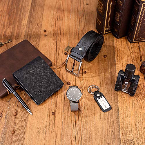 YOLANDE Fashion Reloj De Pulsera Elegante Perfume Billetera Llavero Bolígrafo Cinturón De Cuero Hombre Juegos De Regalo Caja De Regalo