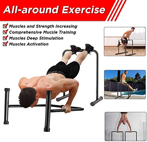 YOLEO Barras Paralelas Calistenia Adjustable, Dip Bar Fitness, Push Up Bars de Inmersión, Altura y Ancho Ajustables, Acero