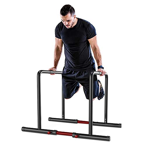 YOLEO Barras Paralelas Calistenia Adjustable, Dip Bar Fitness, Push Up Bars de Inmersión, Altura y Ancho Ajustables, Acero
