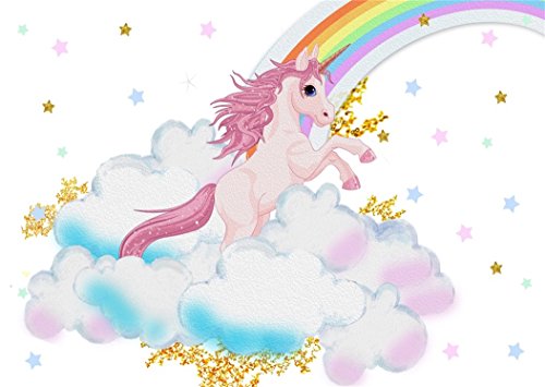 YongFoto 2,2x1,5m Fondo de Fotografia Unicornio Cartton Cute Pink Rainbow Nube Twinkle Star Telón de Fondo Cumpleaños Fiesta Baby Shower Niños Bebé Chicas Bandera Estudio fotográfico Accesorios
