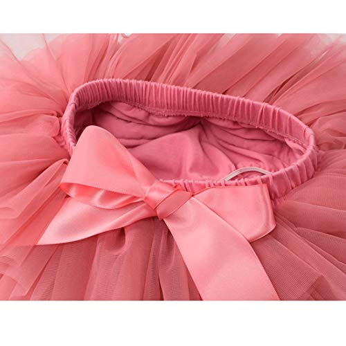 YONKINY Tulle Ballet Tutu Corta para Niñas+Venda Falda Capas Tul De Volantes Princesa para Danza Fiesta Boda Cumpleaños Fotografía (Rosa Oscuro, Tallas S para 0 a 6 Meses)