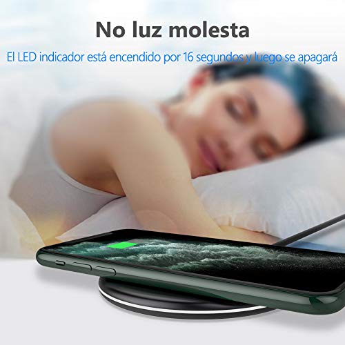 yootech Cargador Inducción Rápido, Charger 7.5W para iPhone SE 2020/11/11 Pro/11 Pro MAX/XS MAX/XR/XS/X/8/8+, 10W para Galaxy S20/Note 10+/S10/S10E/S9+/S8/S8+/Note 8/S7, AirPods Pro(No Adaptador)