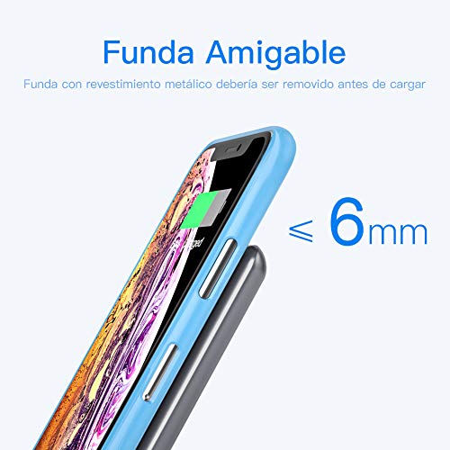 yootech Cargador Rápido Inducción, Wireless Carga 7.5W para iPhone SE 2020/11/11 Pro/11 Pro MAX/XS max/XS/X/XR/8/8+, 10W para Galaxy S20/Note 9/S10/S10E/S9/S8/S7, 15W para LG V50/G8 (NO Adaptador)