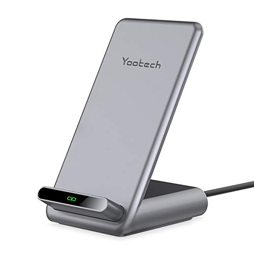 yootech Cargador Rápido Inducción, Wireless Carga 7.5W para iPhone SE 2020/11/11 Pro/11 Pro MAX/XS max/XS/X/XR/8/8+, 10W para Galaxy S20/Note 9/S10/S10E/S9/S8/S7, 15W para LG V50/G8 (NO Adaptador)