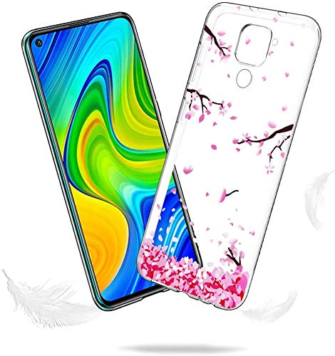 Yoowei [3-Pack] Funda para Xiaomi Redmi Note 9, Transparente con Dibujos Ultra Fino Suave TPU Silicona Protector Carcasa para Redmi Note 9 (Flor de Cerezo + Flor Blanca + Diente de León)