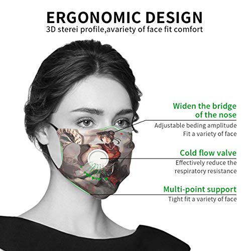 Yosbapw Fantasy Artnaruto Shippuudententenkunoichiscrolls Face Mouth Shield Clip nasal de plástico suave, 6 filtros PCS incluidos para protección