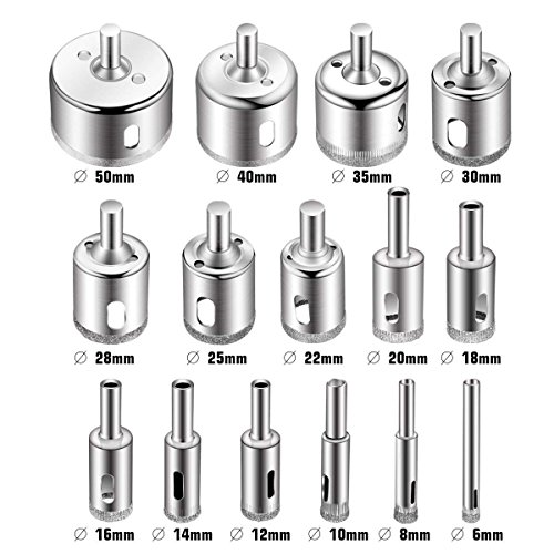 Yosoo 15 brocas de diamante de 6 a 50 mm de diámetro