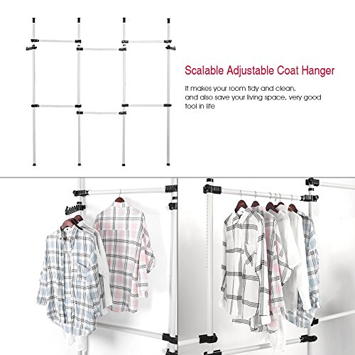 Yosoo Carril de Ropa de Acero Resistente,Bastidor de Ropa Altura Ajustable 246-320cm