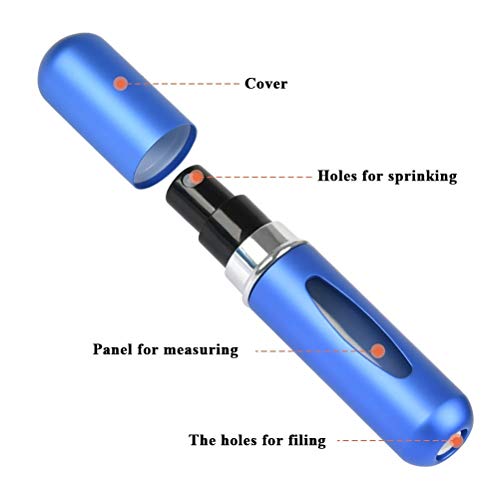 YOTINO 4PCS Perfume Spray 5ml Botellas de perfume recargables vacías, mini portátiles con ventana visible para viajes: azul, rojo, púrpura, rosa