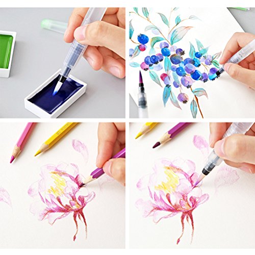 YOTINO Pincel de Agua de 6 Piezas Pincel de Acuarela Pincel con Tanque de Agua rellenable Acuarelas, lápices de Acuarela, lápices de Pincel
