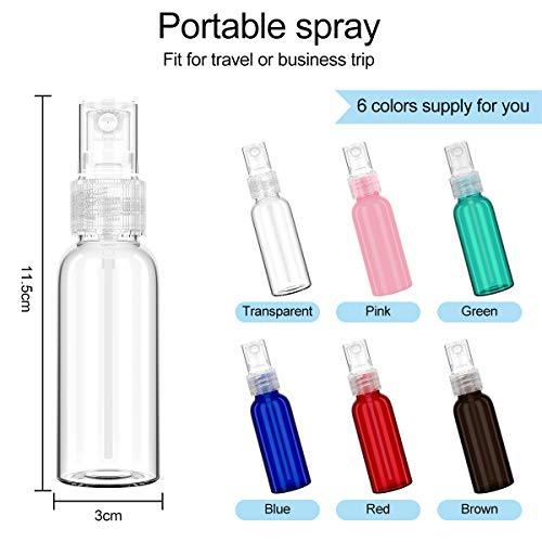 YoungRich 6 Piezas 50ml Atomizador Bote Spray Botellas Vacía De Plástico Transparentes Contenedor de Pulverizador Líquido Reutilizable para Aceites Esenciales Viajes Perfumes(6 colores)
