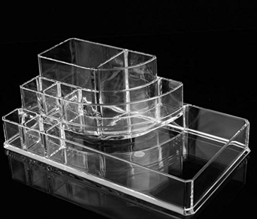 yqcqszbhdsnh Desktop Transparent Three-Layer Drawer Cosmetics Jewelry Finishing Box 24 * 15 * 18.6Cm Transparent