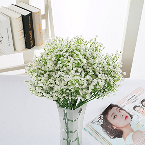 YSBER Moda 10 Pcs Blanco gypsophila Artificial Fake Hermosa Flor casa Fiesta Boda decoración Flores