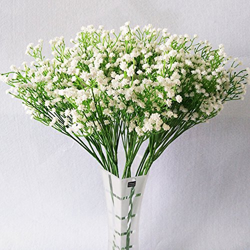 YSBER Moda 10 Pcs Blanco gypsophila Artificial Fake Hermosa Flor casa Fiesta Boda decoración Flores