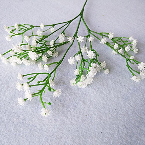 YSBER Moda 10 Pcs Blanco gypsophila Artificial Fake Hermosa Flor casa Fiesta Boda decoración Flores