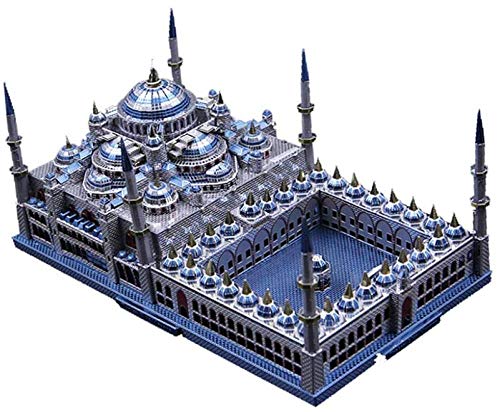 YsKYCA Estatua Escultura Decoración,Artesanía Moderna Simple Bar Café Sala de Estar Decoraciones Regalo de Boda Estatuilla Animal Metal Mezquita Azul Modelo Kits De Montaje Mesa De Pasatiempos
