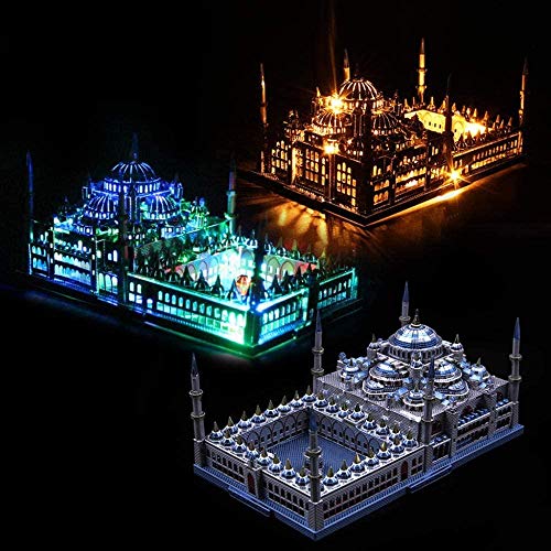 YsKYCA Estatua Escultura Decoración,Artesanía Moderna Simple Bar Café Sala de Estar Decoraciones Regalo de Boda Estatuilla Animal Metal Mezquita Azul Modelo Kits De Montaje Mesa De Pasatiempos