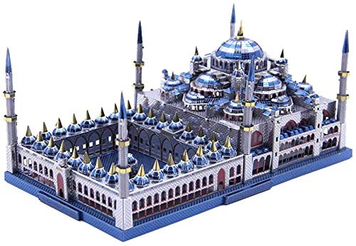 YsKYCA Estatua Escultura Decoración,Artesanía Moderna Simple Bar Café Sala de Estar Decoraciones Regalo de Boda Estatuilla Animal Metal Mezquita Azul Modelo Kits De Montaje Mesa De Pasatiempos