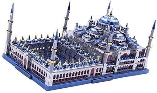 YsKYCA Estatua Escultura Decoración,Artesanía Moderna Simple Bar Café Sala de Estar Decoraciones Regalo de Boda Estatuilla Animal Metal Mezquita Azul Modelo Kits De Montaje Mesa De Pasatiempos