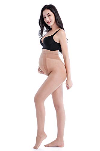 YTLI Medias de compresión media para embarazadas, soporte para embarazo, negro, natural, S, M, L, XL, 20 Den, Made in Italy 2paia Nero+beige L/XL