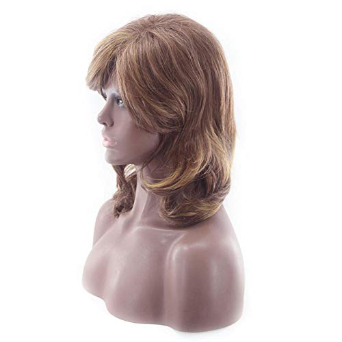 YU-TAO Wig Dama De La Moda Medio Largo Pelo Rizado Peluca Tocados Rosa Red Sombreros