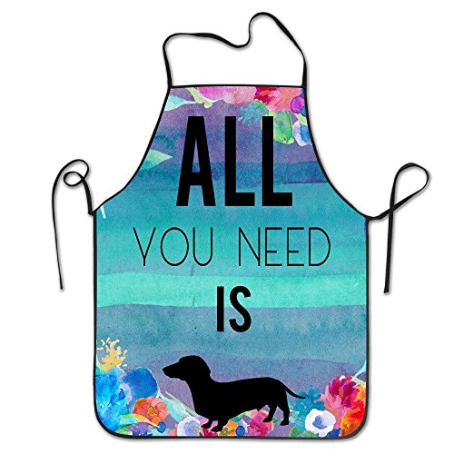 Yuanmeiju All You Need Is Dachshund Bram,Dachshund Love Wine-09 Print Kitchen Funny Delantal For Kitchen BBQ Barbecue Cooking Grilling Tailgate Bacon