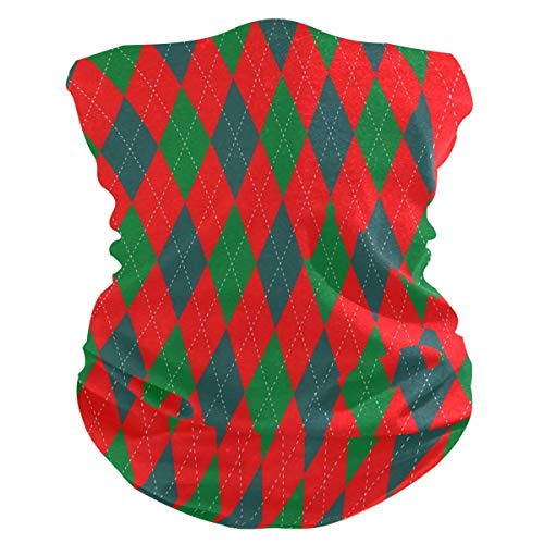 Yuanmeiju Bufanda para la cabeza, diadema de decoración facial navideña con cuadros de diamantes en verde y rojo vintage, bandana 12 en 1 para trotar al aire libre, hombres, mujeres, 25X50cm