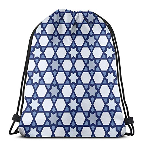 Yuanmeiju Dark Blue Star Pattern Drawstring Backpack Gym Dance Bags for Girls Kids Bag Shoulder Travel Bags Birthday Gift for Daughter Children Women 36 x 43cm/14.2 x 16.9 Inch