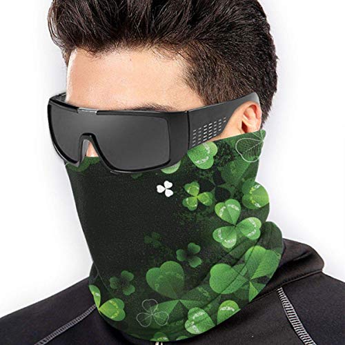 Yuanmeiju Diadema de bufanda, pasamontañas de cuello verde con trébol de feliz día de San Patricio, pasamontañas multiusos para senderismo, caza, ciclismo, 26x30cm