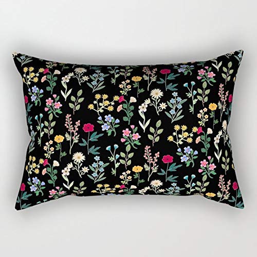Yuanmeiju Spring Botanicals Black Rectangular Funda de Almohada Fundas de colchón 20x30 Inch
