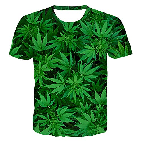 YUANOMYD Unisex 3D Patrón Impreso Camisetas Verano,Camisetas De Manga Corta con Cuello Redondo Y Plantas Naturales Rejuvenecedoras para Hombre Y Mujer, Camisa con Botones De Aloha, 2XL