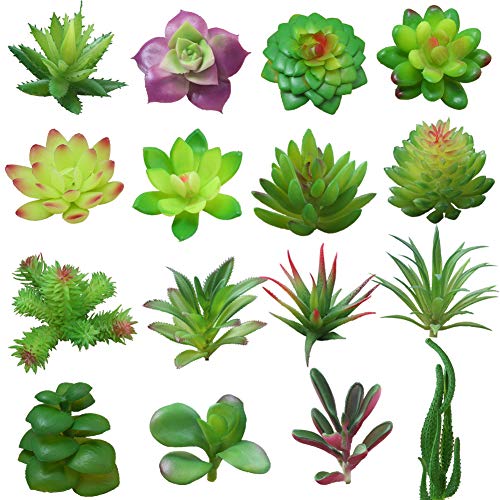 Yuccer Suculentas Plantas Artificiales, 16 Piezas Suculentas Artificiales Plantas Decorativas Artificiales para Interior Balcon Escritorio Oficina (B)