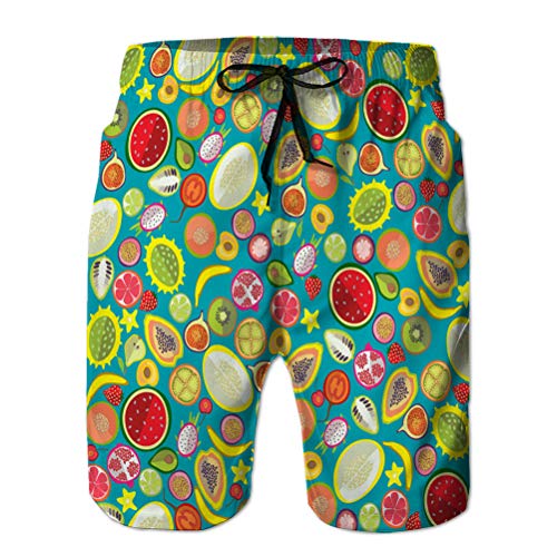 Yuerb Troncos de baño para Hombre Cintura elástica Trajes de baño Fondo de Frutas