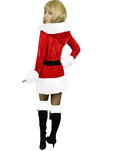 Yummy Bee Disfraz de Papá Noel Señora Fiestas de Disfraces Terciopelo Rojo Navideña Santa Claus Talla Grande 34 - 46 (Mujer: Blanco, 38-40)