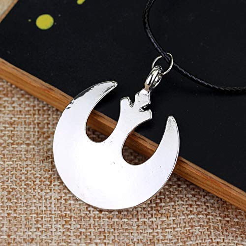 YUNMENG Star Wars Rebel Alliance Logo Colgantes Collares Collar de cordón de Cuero para Hombre Mujer Regalos para fanáticos del Cine
