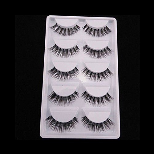 Yunnuopromi 5 pares de pestañas postizas de maquillaje natural hechas a mano, extensión de pestañas de ojos