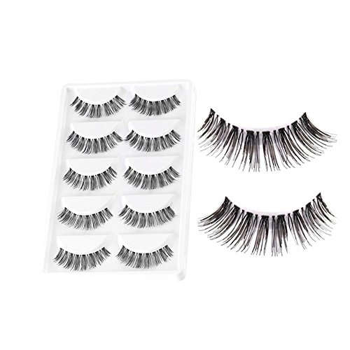 Yunnuopromi 5 pares de pestañas postizas de maquillaje natural hechas a mano, extensión de pestañas de ojos