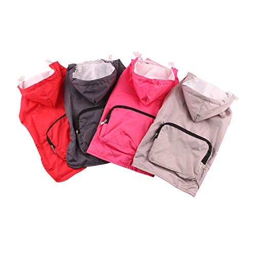 YUNVJIG Chubasquero para Perros La Fina Gabardina con Bolsillo Trasero es Adecuada para Ropa de Mascotas con Capa de Perro pequeña y Mediana-Gris Oscuro_M